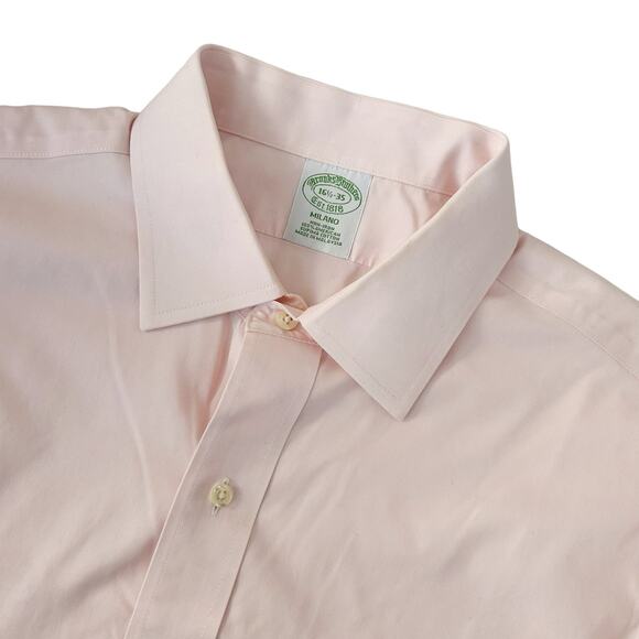 Brooks Brothers Milano Pink Long Sleeve Button Down Sz 16.5 - Picture 1 of 5